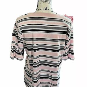 Pink gray stripe top missesxl